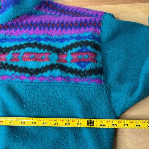 Vintage Men's 90s 1/4 ZipPullover Fleece Size Large Aztec Snow Ski Snowboard 80s - Picture 8 of 8